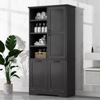 Mobile contenitore da bagno autoportante bianco/nero con cesto portabiancheria inclinabile, 1 persona