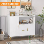 Credenza/mobile buffet in legno bianco/nero con 2 cassetti e 2 ante, armadietto a 1 anta