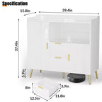Credenza/mobile buffet in legno bianco/nero con 2 cassetti e 2 ante, armadietto a 1 anta