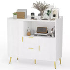 Credenza/mobile buffet in legno bianco/nero con 2 cassetti e 2 ante, armadietto a 1 anta