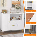 Credenza/mobile buffet in legno bianco/nero con 2 cassetti e 2 ante, armadietto a 1 anta
