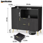 Credenza/mobile buffet in legno bianco/nero con 2 cassetti e 2 ante, armadietto a 1 anta