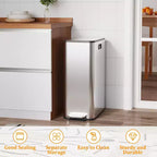 Pattumiera a Pedale a Doppio Scomparto in Acciaio Inox Argento, 2 Flussi, Monouso