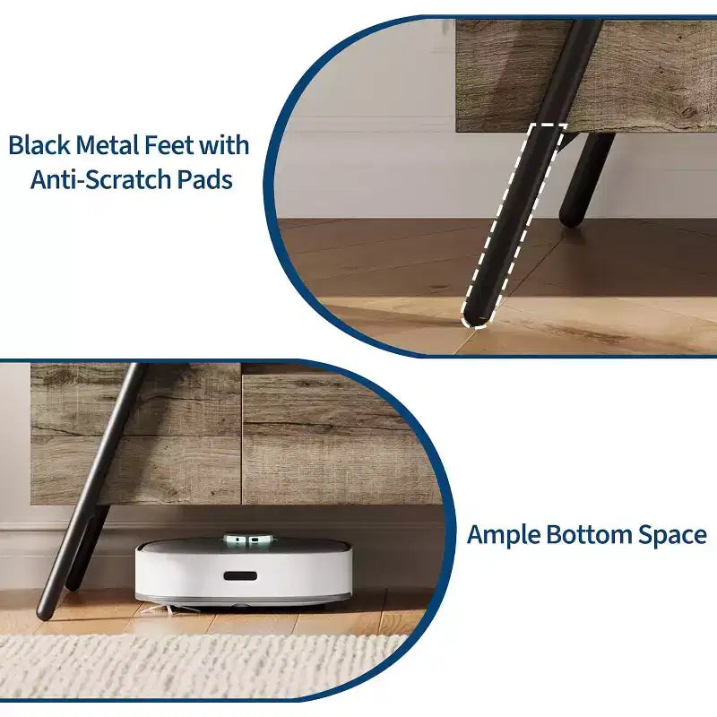 Mobile TV marrone rovere con 2 cassetti e gambe a U, adatto a TV fino a 65 pollici