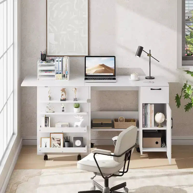 Tavolo da cucito e bricolage pieghevole Natural con contenitore, 1 persona