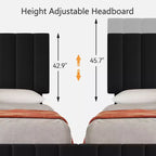 Struttura letto imbottita in lino nero/grigio/bianco con 4 cassetti contenitore | Matrimoniale/Queen/King | Per 1-2 persone