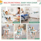 Seggiolone pieghevole per bambini Grigio / Verde / Cachi, 1 bambino, regolabile con vassoio rimovibile