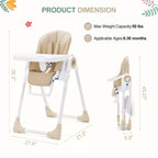 Seggiolone pieghevole per bambini Grigio / Verde / Cachi, 1 bambino, regolabile con vassoio rimovibile