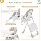 Seggiolone pieghevole per bambini Grigio / Verde / Cachi, 1 bambino, regolabile con vassoio rimovibile