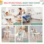 Seggiolone pieghevole per bambini Grigio / Verde / Cachi, 1 bambino, regolabile con vassoio rimovibile