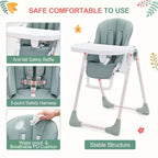 Seggiolone pieghevole per bambini Grigio / Verde / Cachi, 1 bambino, regolabile con vassoio rimovibile