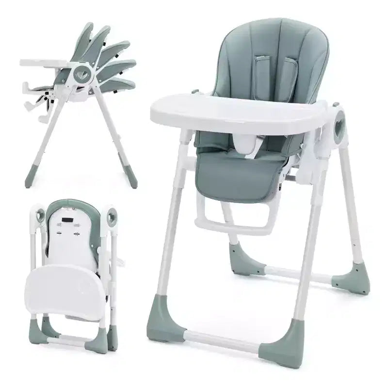 Seggiolone pieghevole per bambini Grigio / Verde / Cachi, 1 bambino, regolabile con vassoio rimovibile