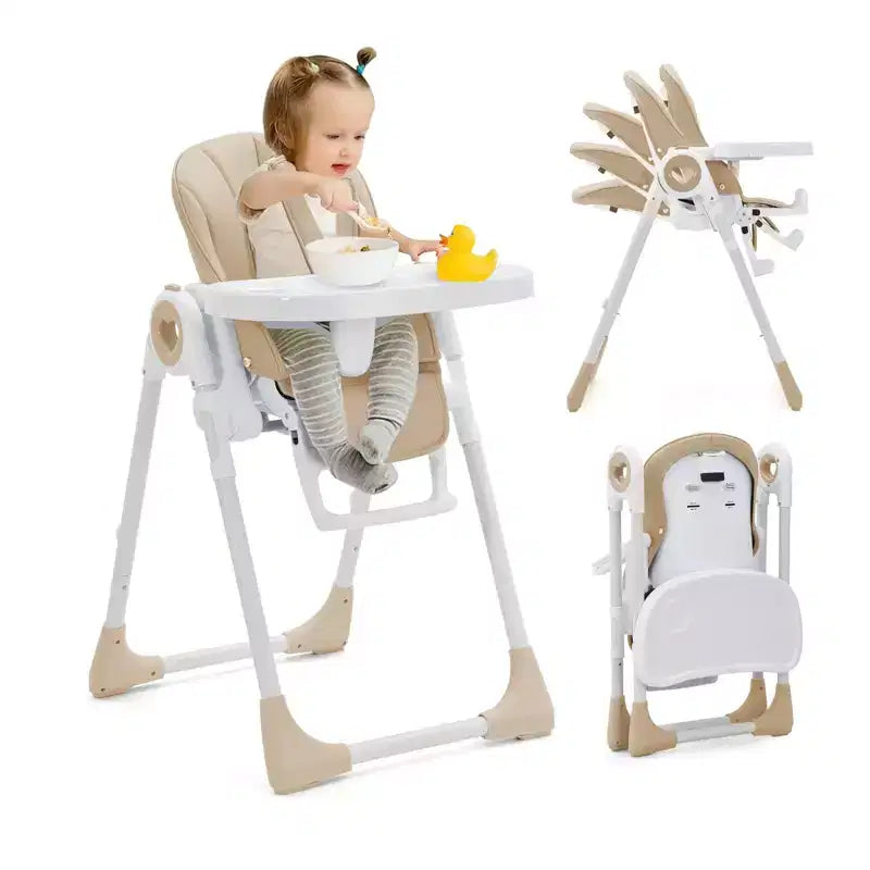 Seggiolone pieghevole per bambini Grigio / Verde / Cachi, 1 bambino, regolabile con vassoio rimovibile