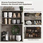 Credenza / Dispensa da Cucina Autoportante Grigia/Bianca con Ante in Vetro, 4 Ante 1 Cassetto