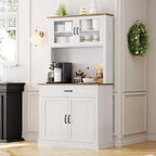 Credenza / Dispensa da Cucina Autoportante Grigia/Bianca con Ante in Vetro, 4 Ante 1 Cassetto