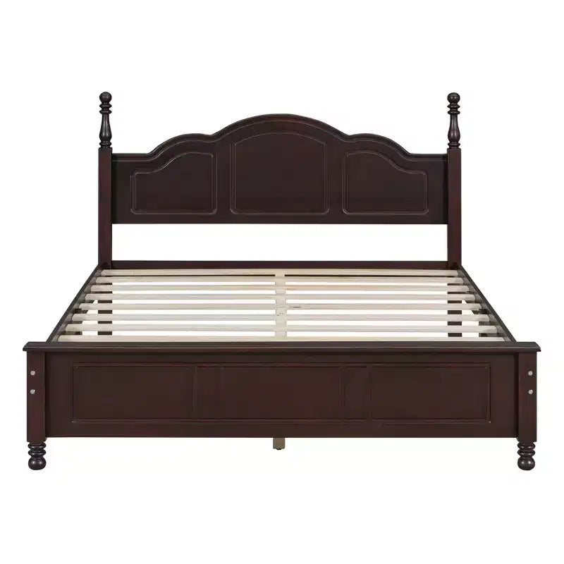 Piattaforma letto in noce/legno bianco con testiera, una piazza e mezza/matrimoniale, 1 posto
