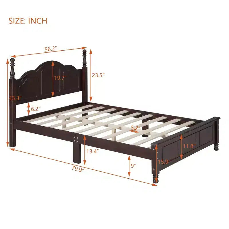 Piattaforma letto in noce/legno bianco con testiera, una piazza e mezza/matrimoniale, 1 posto