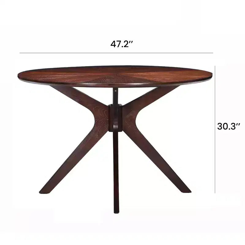 Tavolo rotondo da pranzo nero/marrone/bianco, base a X, 4-6 posti