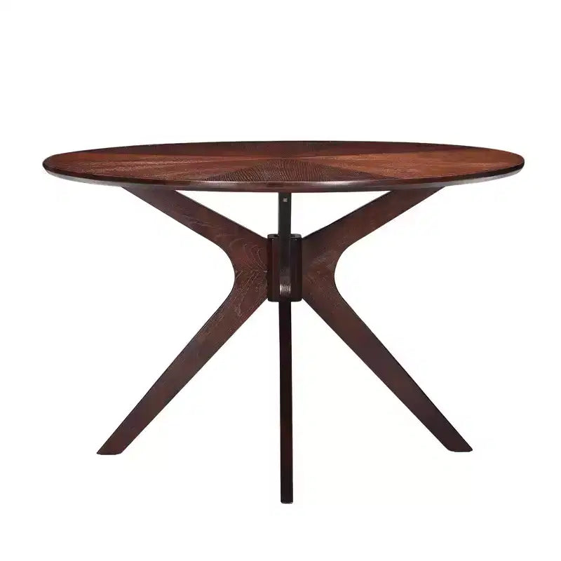 Tavolo rotondo da pranzo nero/marrone/bianco, base a X, 4-6 posti