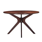 Tavolo rotondo da pranzo nero/marrone/bianco, base a X, 4-6 posti