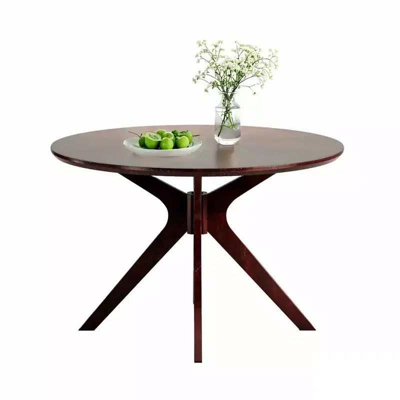 Tavolo rotondo da pranzo nero/marrone/bianco, base a X, 4-6 posti