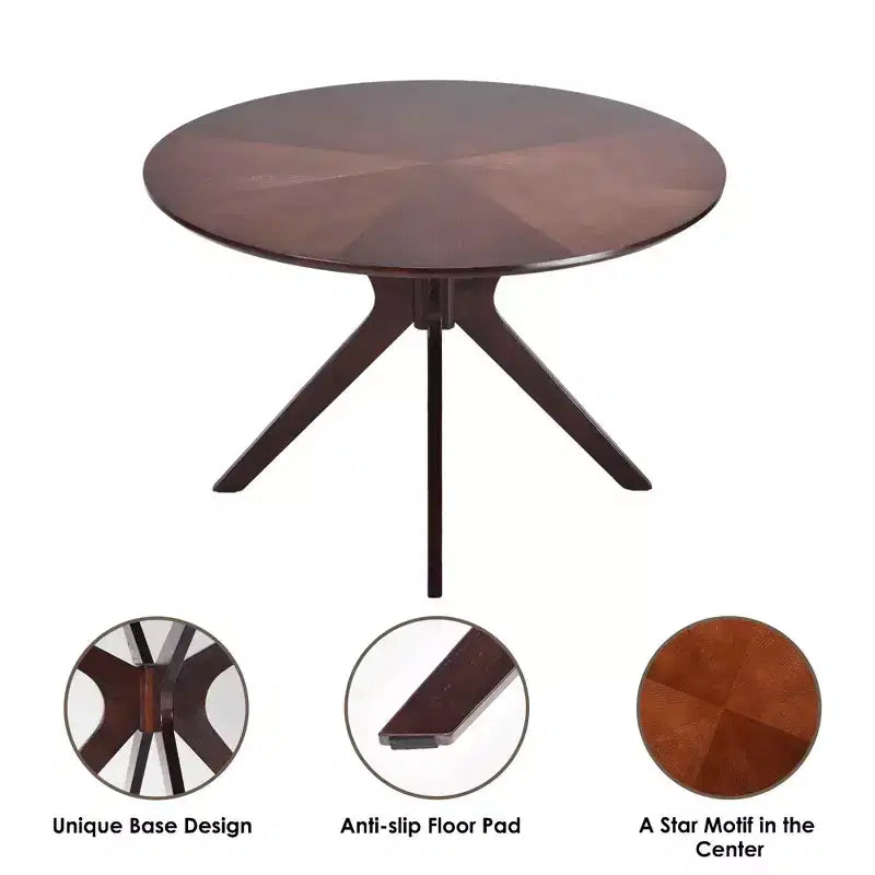 Tavolo rotondo da pranzo nero/marrone/bianco, base a X, 4-6 posti