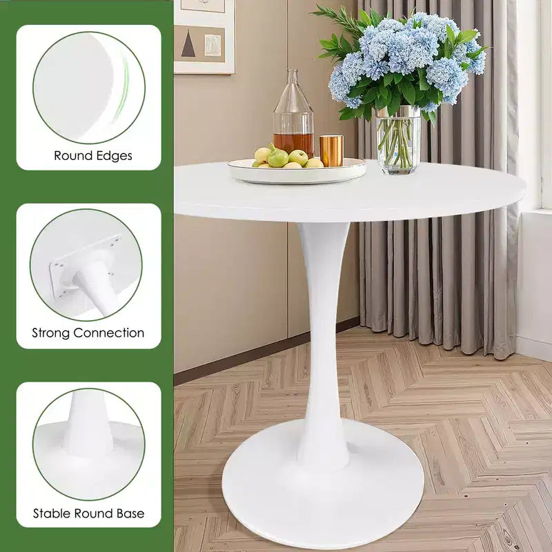 Tavolo rotondo da pranzo nero/marrone/bianco, base a X, 4-6 posti
