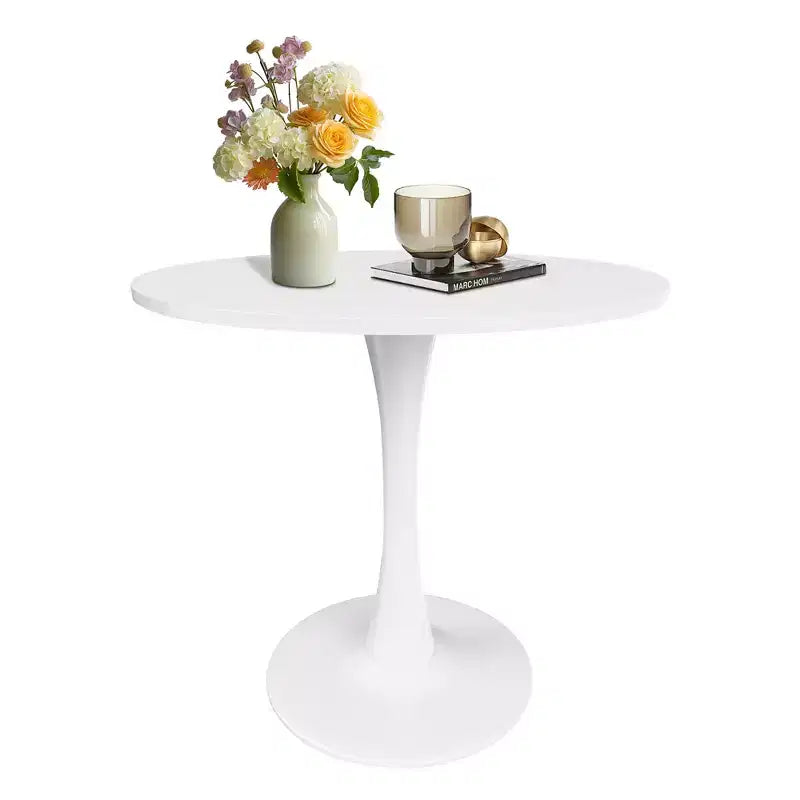 Tavolo rotondo da pranzo nero/marrone/bianco, base a X, 4-6 posti