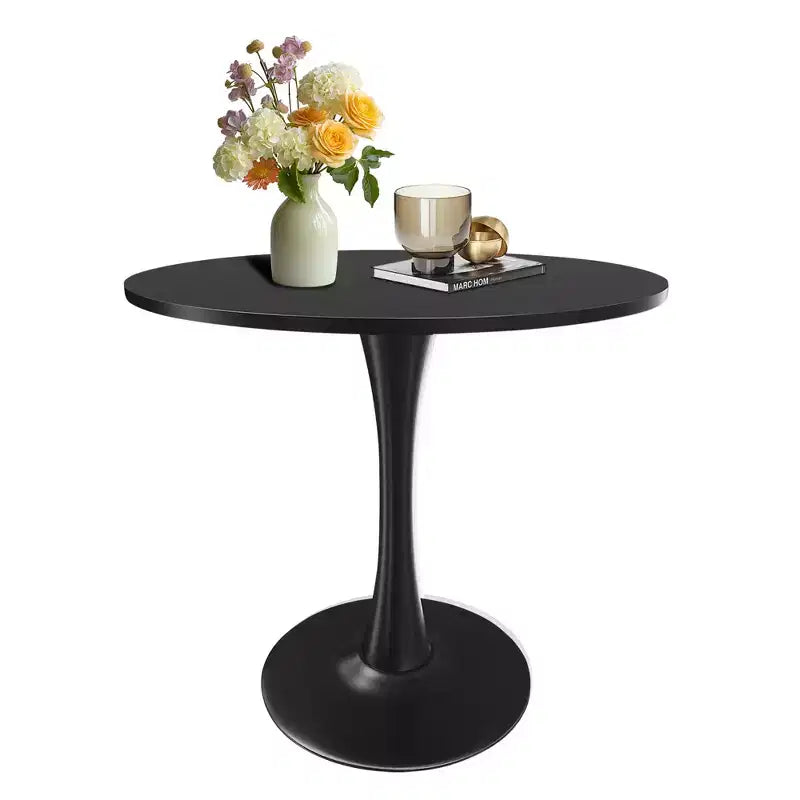 Tavolo rotondo da pranzo nero/marrone/bianco, base a X, 4-6 posti
