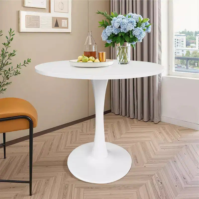 Tavolo rotondo da pranzo nero/marrone/bianco, base a X, 4-6 posti