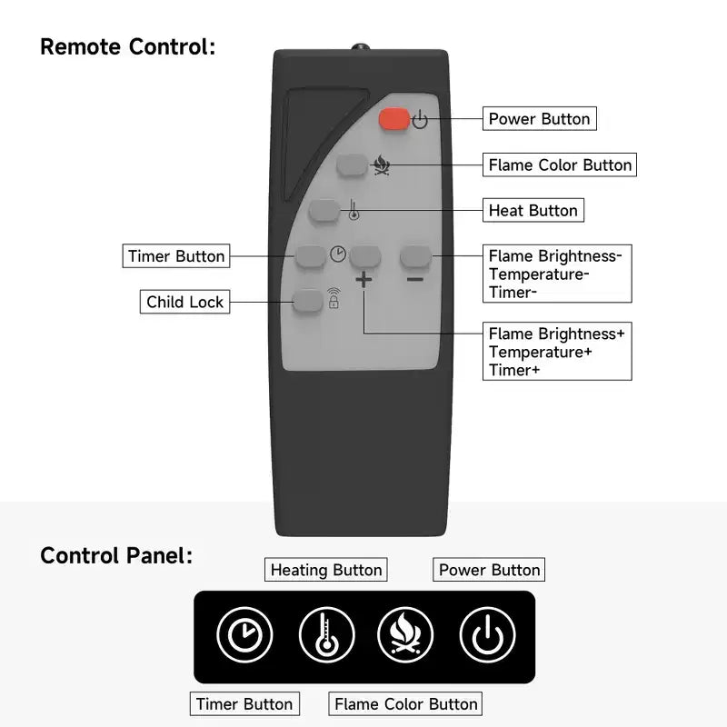 Mobile TV in stile rustico da 72,8" con caminetto elettrico a 3 lati da 40", nero/bianco, adatto per TV fino a 80"