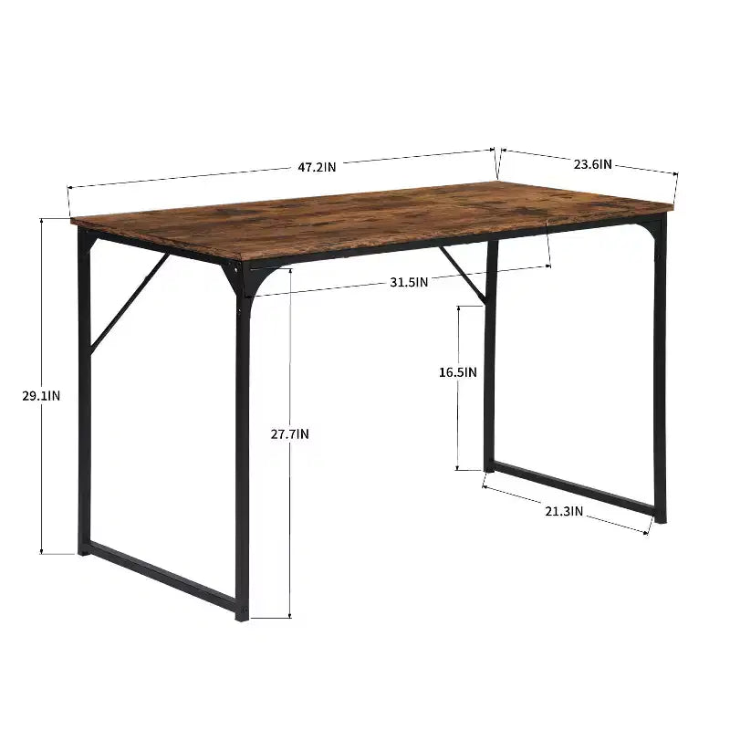 Scrivania per computer e scrittura monoposto da 120 cm, Marrone Rustico, Struttura in metallo