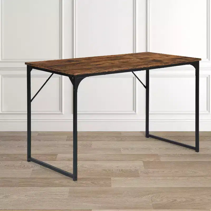 Scrivania per computer e scrittura monoposto da 120 cm, Marrone Rustico, Struttura in metallo