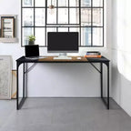 Scrivania per computer da 55", marrone e nera, monoposto, struttura in metallo