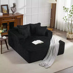 Divano Chaise Longue in Velluto a Coste Beige/Nero/Grigio/Verde/Bianco per 2