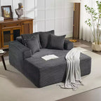 Divano Chaise Longue in Velluto a Coste Beige/Nero/Grigio/Verde/Bianco per 2