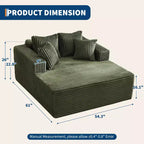 Divano Chaise Longue in Velluto a Coste Beige/Nero/Grigio/Verde/Bianco per 2