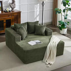 Divano Chaise Longue in Velluto a Coste Beige/Nero/Grigio/Verde/Bianco per 2