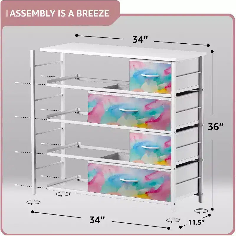 Cassettiera in tessuto a 8 cassetti – Opzioni multicolore, telaio in acciaio, per 1 persona