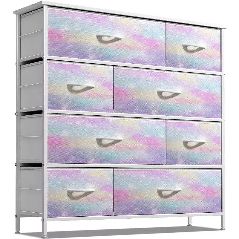 Cassettiera in tessuto a 8 cassetti – Opzioni multicolore, telaio in acciaio, per 1 persona