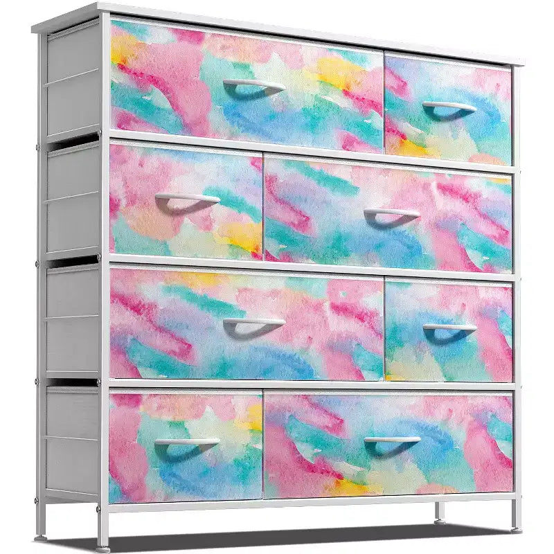 Cassettiera in tessuto a 8 cassetti – Opzioni multicolore, telaio in acciaio, per 1 persona
