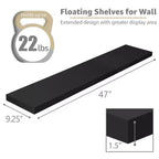 Set da 2 mensole da parete flottanti, 119 cm x 23,5 cm, nero / marrone / grigio / acero / bianco