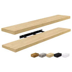 Set da 2 mensole da parete flottanti, 119 cm x 23,5 cm, nero / marrone / grigio / acero / bianco