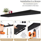 Set da 2 mensole da parete flottanti, 119 cm x 23,5 cm, nero / marrone / grigio / acero / bianco