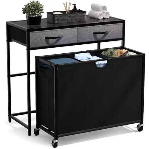 Sorbus Dresser with 3 Section Laundry Hamper and 2 Drawers for Laundry Room Organization