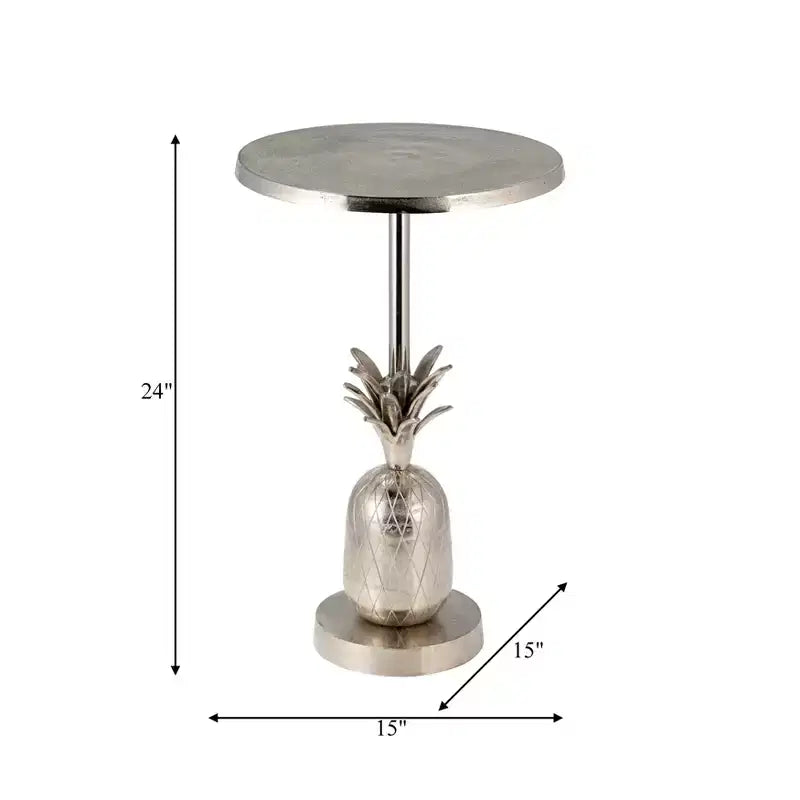 Tavolino laterale, tavolino e comodino in metallo oro/argento a forma di ananas, per 1 persona