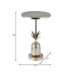 Tavolino laterale, tavolino e comodino in metallo oro/argento a forma di ananas, per 1 persona