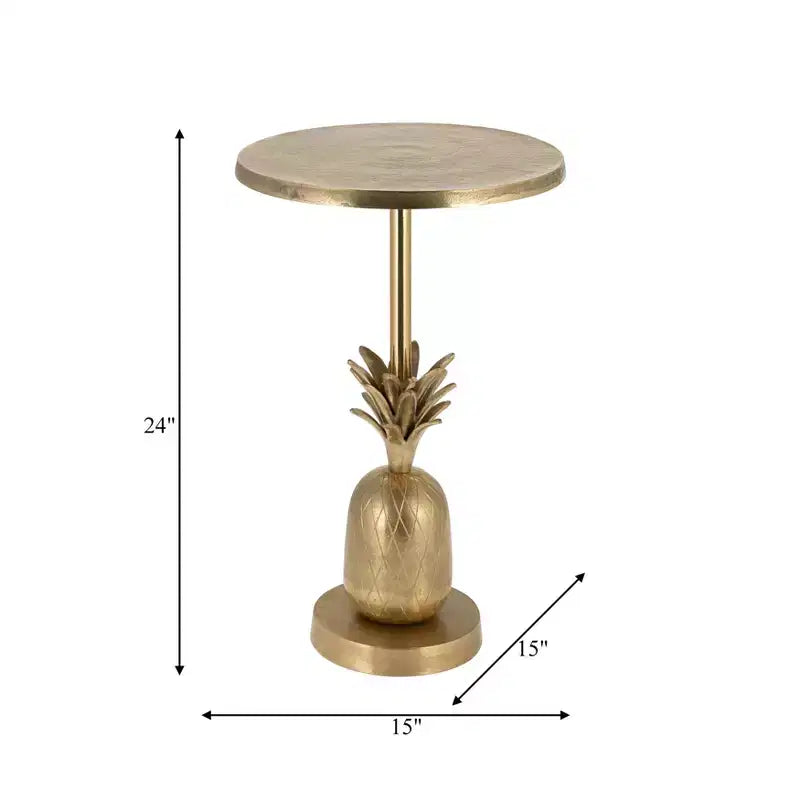 Tavolino laterale, tavolino e comodino in metallo oro/argento a forma di ananas, per 1 persona
