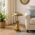 Unique End Table, Side Table, or Small Night Stand for Room Decor - Metal Bedside Table with Pineapple Base for Bedroom or Living Room