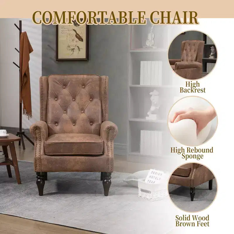 Poltrona d'accento in similpelle con gambe in legno, seduta singola